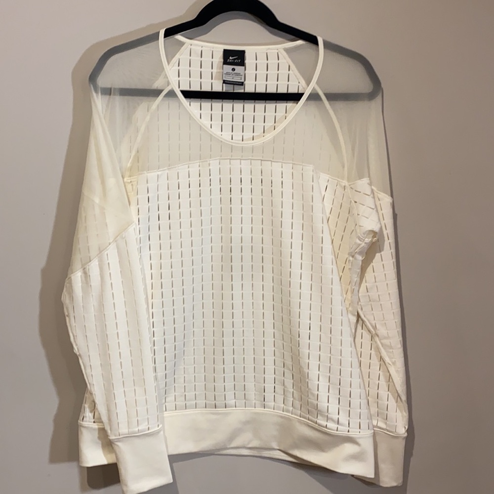 Nike Women’s Dri-Fit White Yoga / Tennis Pullover Sweatshirt - Picture 3 of 7